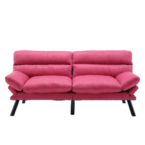 English Elm UNITED Plush Velvet Sleeper Sofa Bed with Metal Legs, 600lb Capacity, Breathable Foam Comfort and Style Rose Red W1568P235149