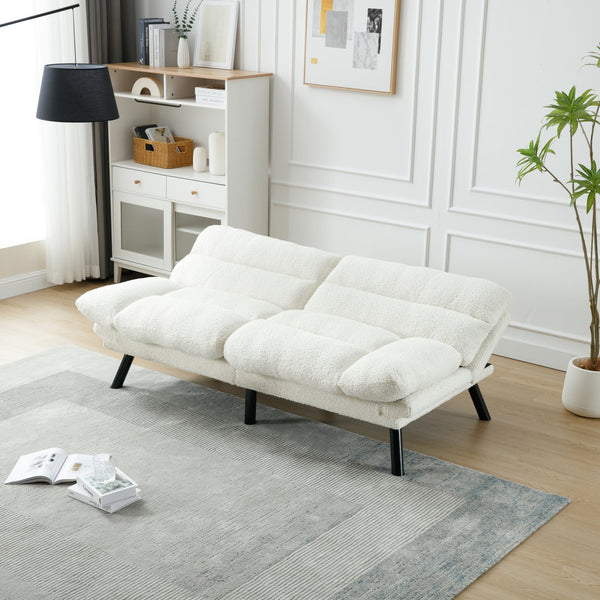 English Elm UNITED Plush Velvet Sleeper Sofa Bed with Metal Legs, 600lb Capacity, Breathable Foam Comfort and Style White Teddy W1568P235150