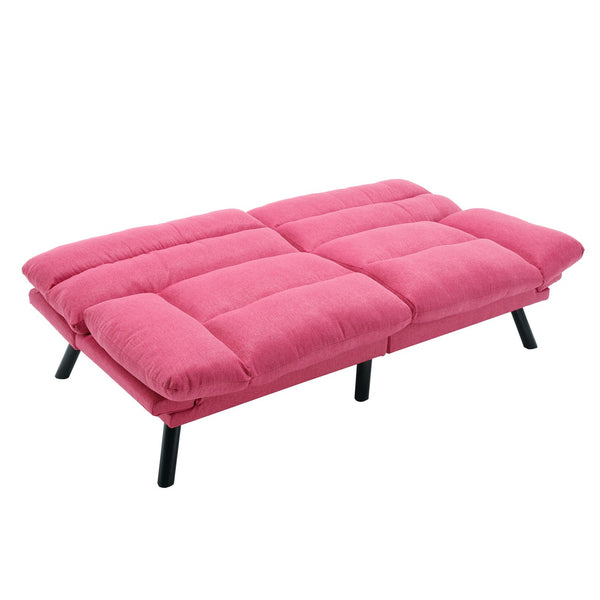 English Elm UNITED Plush Velvet Sleeper Sofa Bed with Metal Legs, 600lb Capacity, Breathable Foam Comfort and Style Rose Red W1568P235149
