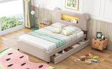 Hearth and Haven Elysian Full Size Upholstered Platform Bed with Cartoon Ears Headboard, Beige GX000553AAA