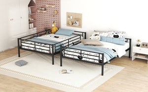 English Elm Full Over Metal Bunk Bed Convertible Iron Frame for Kids and Guest Rooms Black MF310408AAB