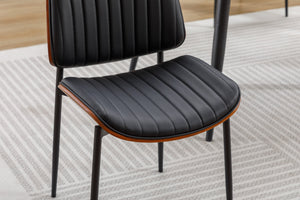 English Elm YIJIAN Mid Century Dining Chairs Set of 2 – Rounded Shell PU Leather Seats, Metal Legs, Adjustable Pads W1622123547