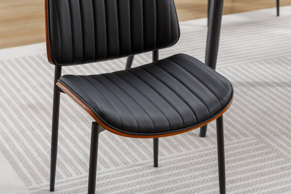 English Elm YIJIAN Mid Century Dining Chairs Set of 2 – Rounded Shell PU Leather Seats, Metal Legs, Adjustable Pads W1622123547