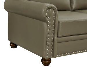 English Elm Living Room Sofa With Storage - Stylish 1+2+3 Sectional In Taupe Faux Leather For Modern Comfort W1097S00094