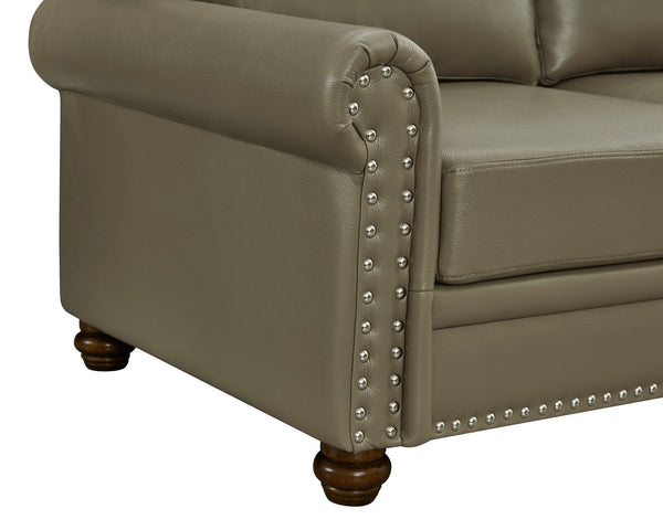 English Elm Living Room Sofa With Storage - Stylish 1+2+3 Sectional In Taupe Faux Leather For Modern Comfort W1097S00094