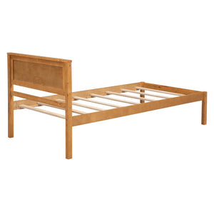 English Elm Platform Bed Frame with Headboard — Sturdy Pine & MDF Slat Support, No Box Spring Needed, Twin Oak WF212811AAN
