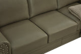 English Elm Classic Living Room Nails Sofa Taupe Faux Leather