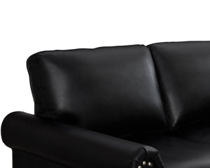 English Elm Classic Three Seat Faux Leather Sofa with Nailhead Trim and Under Storage W1097S00270