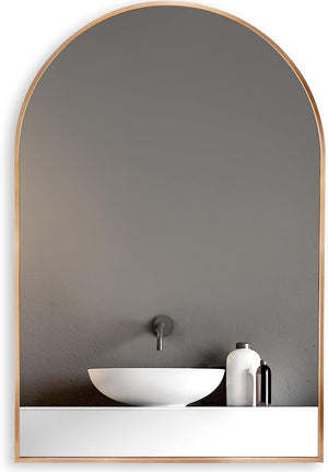 English Elm 20x30 Arched Bathroom Mirror with Anti-Rust Metal Frame, Shatterproof HD Glass, Easy Wall Mount Gold W2203P303814