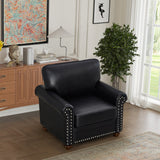 English Elm Living Room Sofa Single Seat Chair With Wood Leg Black Faux Leather