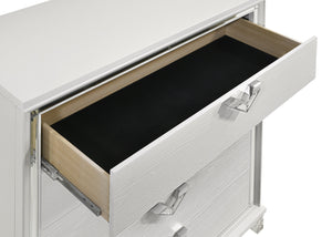 English Elm Modern 2-Drawer Nightstand with Soft LED Glow, V-Shaped Handles, Sleek White Finish for Stylish Storage B009133860
