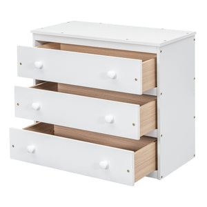 English Elm Full Size Loft Bed with Retractable Desk Stair Storage Drawers Pinewood Frame White LT100217AAK
