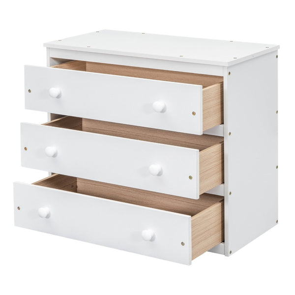 English Elm Full Size Loft Bed with Retractable Desk Stair Storage Drawers Pinewood Frame White LT100217AAK