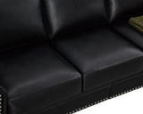 English Elm Classic Living Room Nails Sofa Black Faux Leather