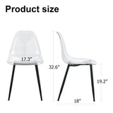 English Elm Modern Minimalist Transparent Dining Chair, Plastic Chair, Armless Crystal Chair, Nordic Creative Makeup Stool, Negotiation Chair, Set Of 4 Pieces, Black Metal Legs,Tw-1200