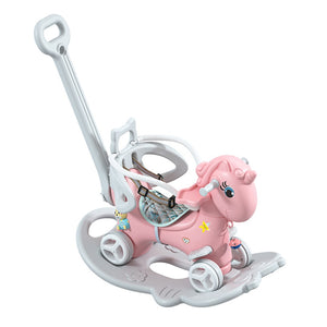 English Elm Rocking Unicorn 4in1 Toddler Ride on Balance Bike Board Push Handle Hdpe Safe W509125829