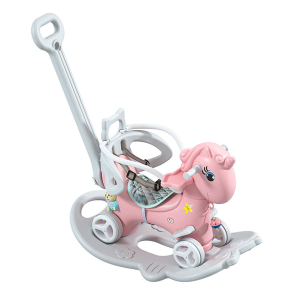 English Elm Rocking Unicorn 4in1 Toddler Ride on Balance Bike Board Push Handle Hdpe Safe W509125829