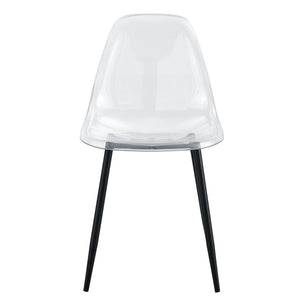 English Elm Modern minimalist ergonomic dining chair with sleek PET shell, curved comfort back, metal legs, easy assembly, set of 4 Transparent W1151134923