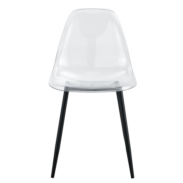 English Elm Modern minimalist ergonomic dining chair with sleek PET shell, curved comfort back, metal legs, easy assembly, set of 4 Transparent W1151134923