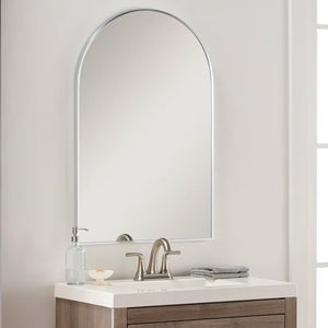 English Elm 20x30 Arched Bathroom Mirror with Anti-Rust Metal Frame, Shatterproof HD Glass, Easy Wall Mount Silver W2203P303815