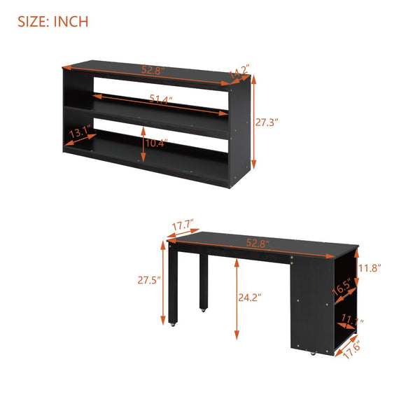 English Elm Full Size Pinewood Loft Bed with Fold Away Desk Storage Stairs and Three Drawers LT000217AAP