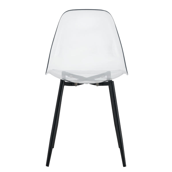 English Elm Modern minimalist ergonomic dining chair with sleek PET shell, curved comfort back, metal legs, easy assembly, set of 4 Transparent W1151134923