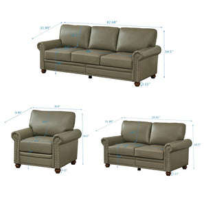 English Elm Living Room Sofa With Storage - Stylish 1+2+3 Sectional In Taupe Faux Leather For Modern Comfort W1097S00094