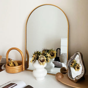 English Elm 20x30 Arched Bathroom Mirror with Anti-Rust Metal Frame, Shatterproof HD Glass, Easy Wall Mount Gold W2203P303814