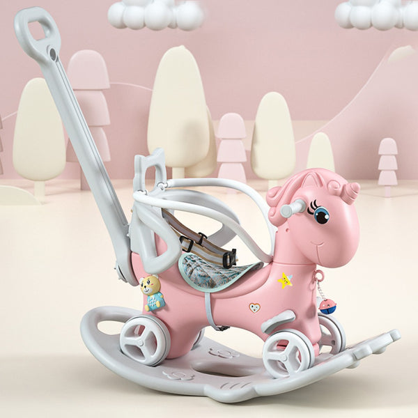 English Elm Rocking Unicorn 4in1 Toddler Ride on Balance Bike Board Push Handle Hdpe Safe W509125829