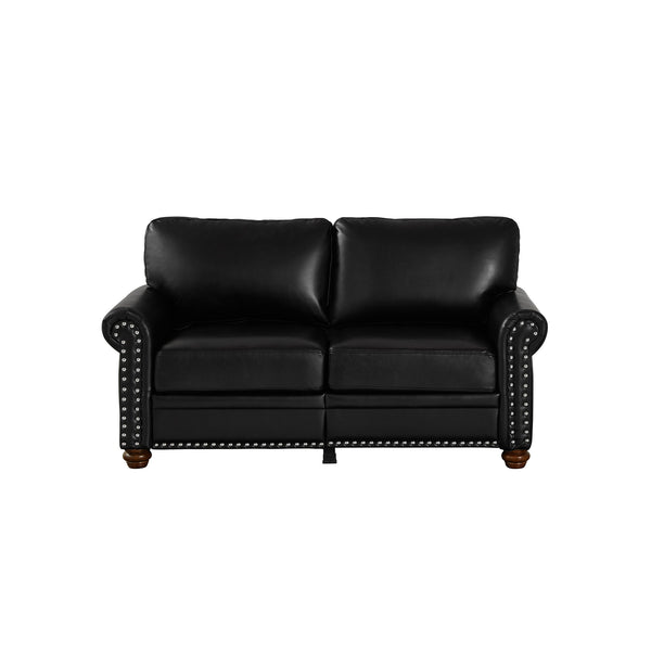 English Elm Living Room Sofa Loveseat - Modern Black Faux Leather With Storage, Comfort & Easy Care Design W1097S00084