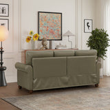 English Elm Classic Living Room Nails Sofa Taupe Faux Leather