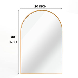 English Elm 20x30 Arched Bathroom Mirror with Anti-Rust Metal Frame, Shatterproof HD Glass, Easy Wall Mount Gold W2203P303814
