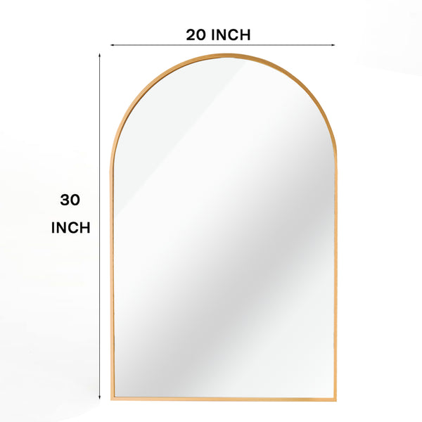 English Elm 20x30 Arched Bathroom Mirror with Anti-Rust Metal Frame, Shatterproof HD Glass, Easy Wall Mount Gold W2203P303814