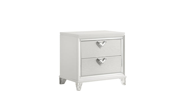 English Elm Modern Prism King 4PC Bedroom Set with LED Headboard, Mirror Accents, V-Handle Storage & Tufting B009S01226