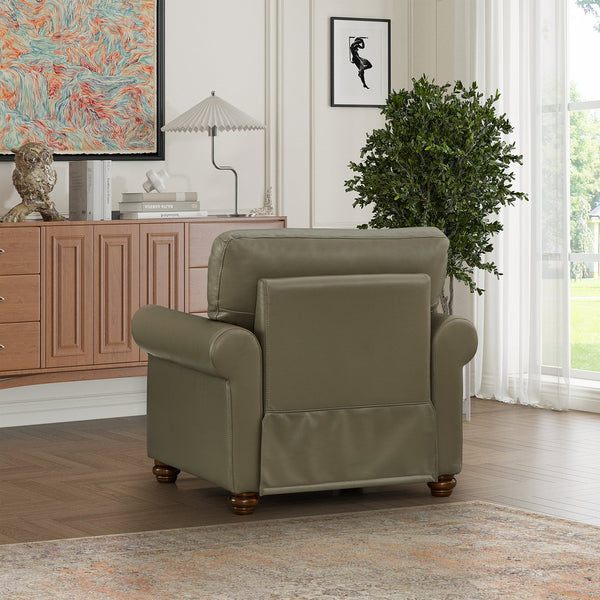 English Elm Living One Seat Sofa Chair with Faux Leather Upholstery, Solid Wood Frame and Comfortable Foam Cushion Grey W1097125451