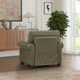 English Elm Living Room Sofa Single Seat Chair With Wood Leg Taupe Faux Leather