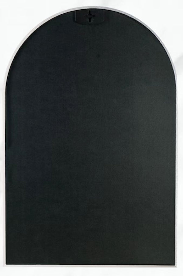 English Elm 24X36 Inch Silver Metal Framed Arched Bathroom Mirror - Elegant Wall Accent For Modern Spaces W2203P303844