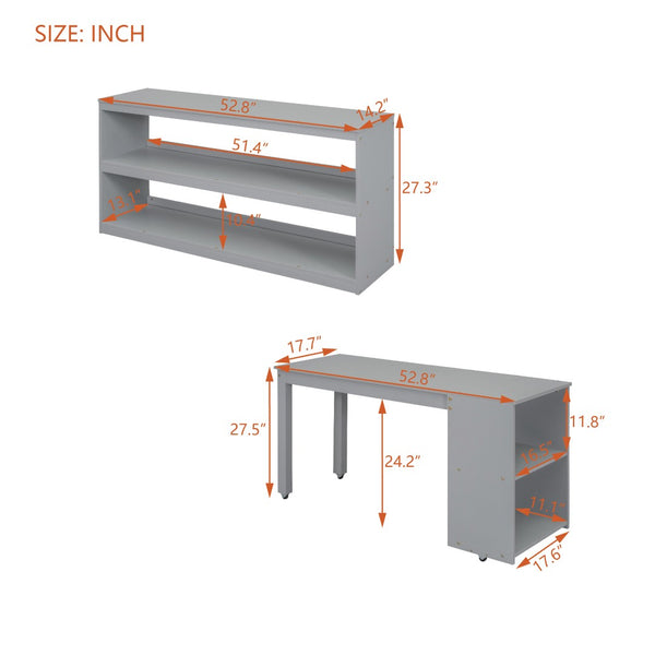 English Elm Full Size Loft Bed with Retractable Desk Stair Storage Drawers Pinewood Frame LT100217AAE