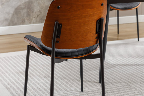 English Elm YIJIAN Mid Century Dining Chairs Set of 2 – Rounded Shell PU Leather Seats, Metal Legs, Adjustable Pads W1622123547