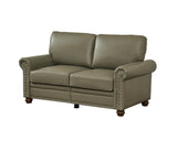 English Elm Living Room Sofa Loveseat Chair Taupe Faux Leather