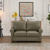 English Elm Living Room Sofa Loveseat Chair Taupe Faux Leather