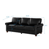 English Elm Classic Living Room Nails Sofa Black Faux Leather