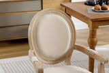 English Elm French Style Solid Wood Dining Chair,Set Of 2,Cream