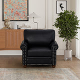 English Elm Living Room Sofa Single Seat Chair With Wood Leg Black Faux Leather