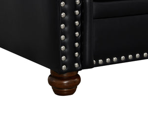 English Elm Living Room Sectional Sofa Set with Hidden Storage Pu Leather Nailhead Trim Black W1097S00273