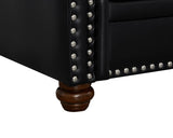 English Elm Classic Living Room Nails Sofa Black Faux Leather