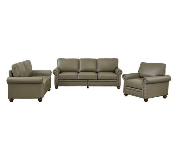 English Elm Living Room Sofa With Storage - Stylish 1+2+3 Sectional In Taupe Faux Leather For Modern Comfort W1097S00094