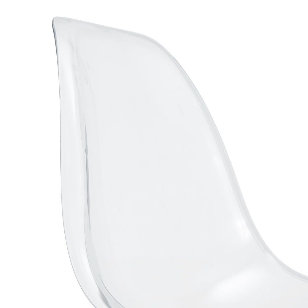 English Elm Modern minimalist ergonomic dining chair with sleek PET shell, curved comfort back, metal legs, easy assembly, set of 4 Transparent W1151134923