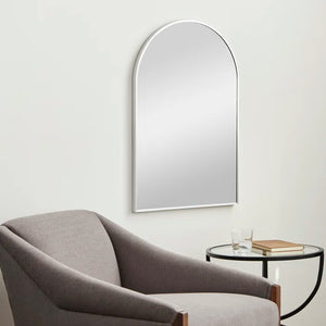 English Elm 24X36 Inch Silver Metal Framed Arched Bathroom Mirror - Elegant Wall Accent For Modern Spaces W2203P303844