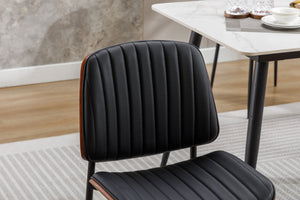 English Elm YIJIAN Mid Century Dining Chairs Set of 2 – Rounded Shell PU Leather Seats, Metal Legs, Adjustable Pads W1622123547